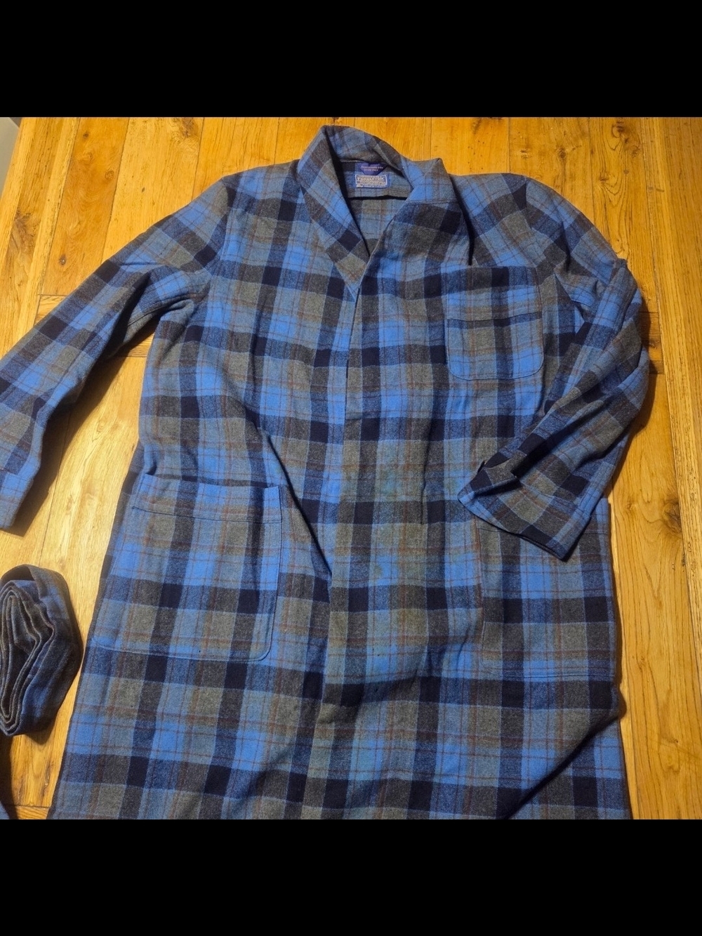Vintage Pendleton Blue and Gray Plaid Men’s House Coat